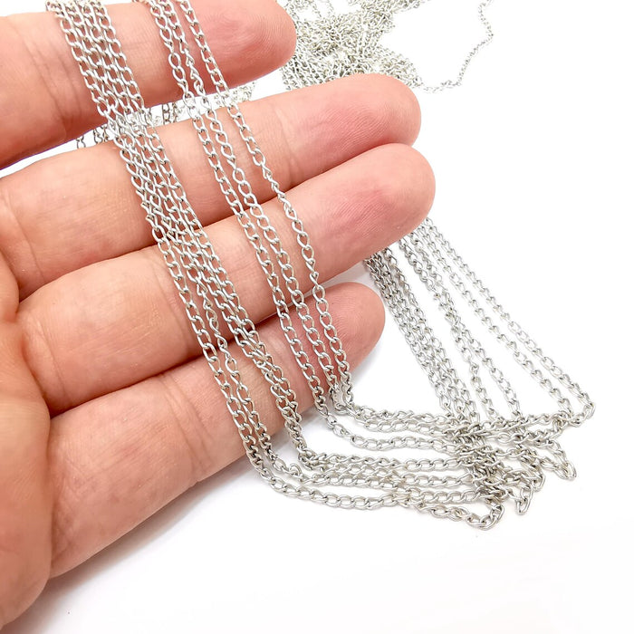 Antique Silver Oval Cable Chain (2mm) Antique Silver Plated Jewelry Chain G36314