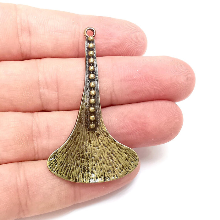 Ginkgo Leaf Charms, Boho Charms, Ethnic Earring Charms, Bronze Rustic Pendant, Necklace Parts, Antique Bronze Plated 57x31mm G36325