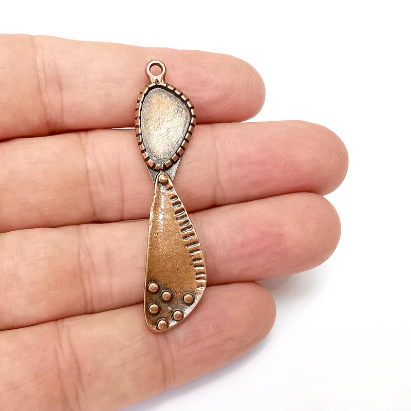 Copper Charms, Blank Charms, Rustic Charms, Earring Charms, Copper Pendant, Necklace Parts, Antique Copper Plated 55x12mm 16x10mm G36348