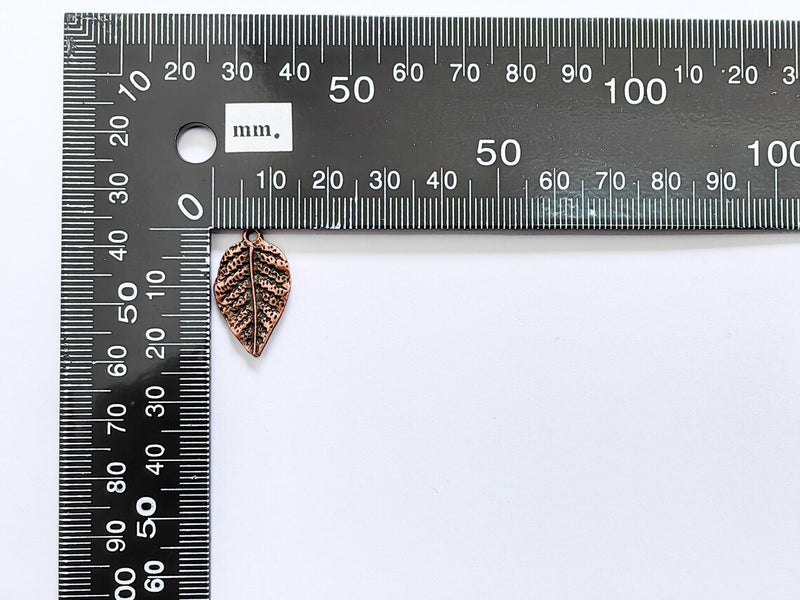 5 Leaf Charm, Boho Nature Pendant, Small Botanical Jewelry Making Supply, Earring Charm, Bracelet Charm, Antique Copper Plated 23x13mm G36972