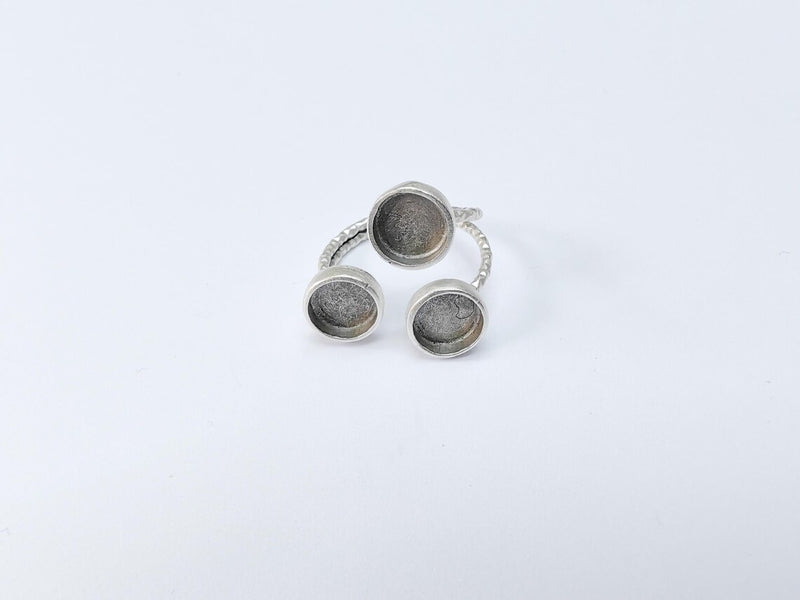 Round Ring Setting, Cabochon Blank, Resin Bezel, Round Ring Mounting Epoxy Frame Base Adjustable Antique Silver Plated Brass 8mm G37014