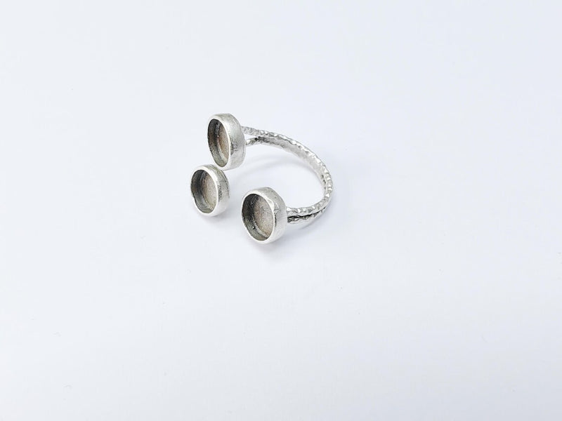 Round Ring Setting, Cabochon Blank, Resin Bezel, Round Ring Mounting Epoxy Frame Base Adjustable Antique Silver Plated Brass 8mm G37014