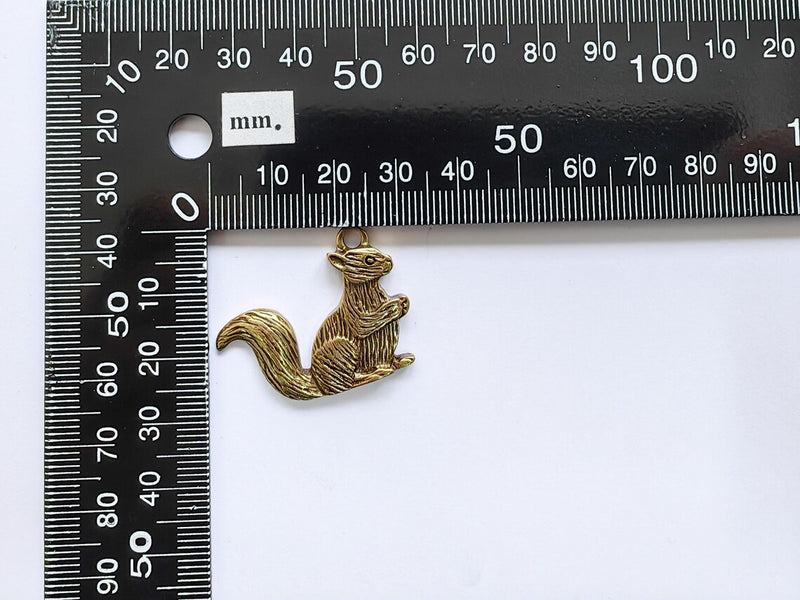 Squirrel Charm, Woodland Animal Pendant, Nature-Inspired Jewelry Making Supply, Cute Handmade Craft, Antique Bronze Plated 32x24mm G37016