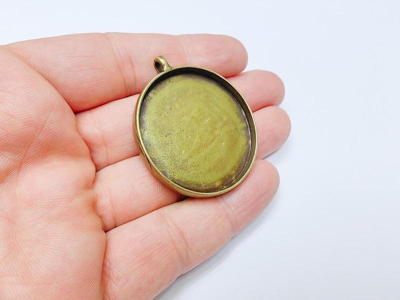 Round Pendant Blanks, Resin Bezel Bases, Mosaic Mountings, Dry flower Frame, Polymer Clay base, Antique Bronze Plated (40mm) G37247