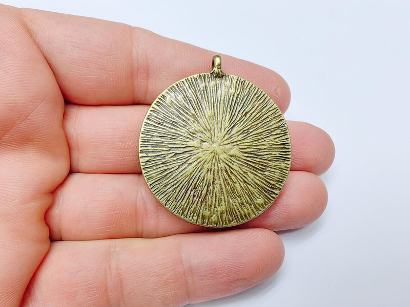 Round Pendant Blanks, Resin Bezel Bases, Mosaic Mountings, Dry flower Frame, Polymer Clay base, Antique Bronze Plated (40mm) G37247