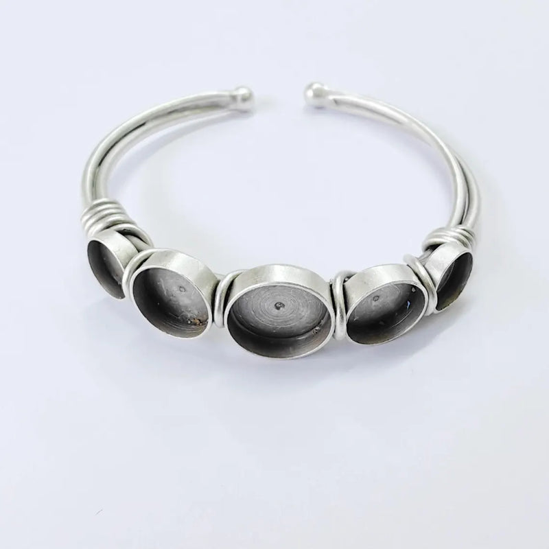 Adjustable Bracelet Blank, Multi Bezel Cuff, 8mm 10mm 12mm Round Settings, Bracelet Base, G37856