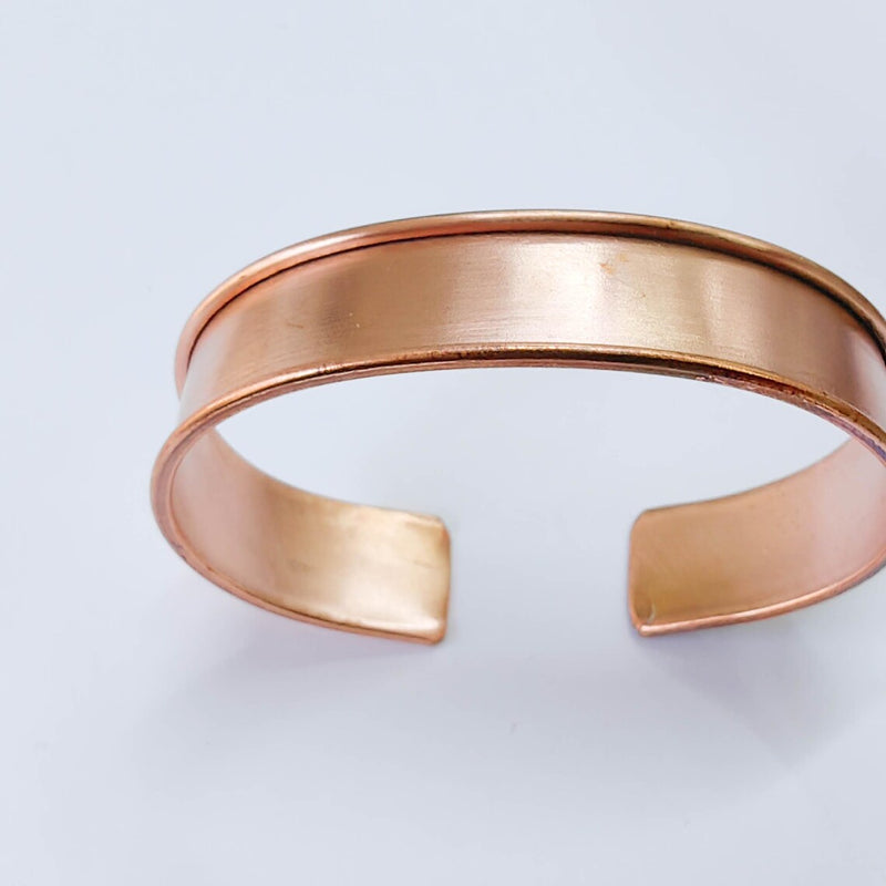 Raw Copper Cuff Bracelet, 15mm Wide Adjustable Bangle, Open Back Design, G37855