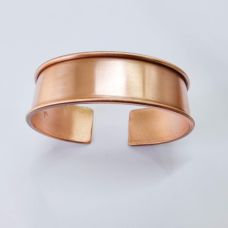 Raw Copper Cuff Bracelet, 15mm Wide Adjustable Bangle, Open Back Design, G37855