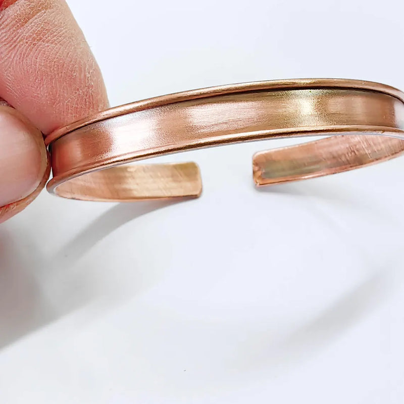 Raw Copper Cuff Bracelet, 8mm Wide Adjustable Bangle, Open Back Design, G37853