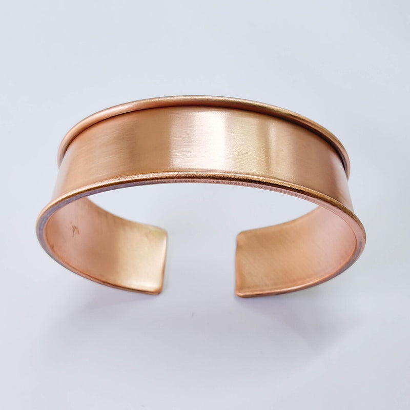 Raw Copper Cuff Bracelet, 15mm Wide Adjustable Bangle, Open Back Design, G37855