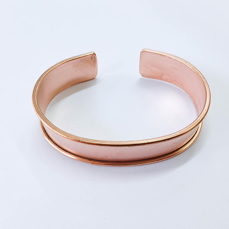 Raw Copper Cuff Bracelet, 15mm Wide Adjustable Bangle, Open Back Design, G37855