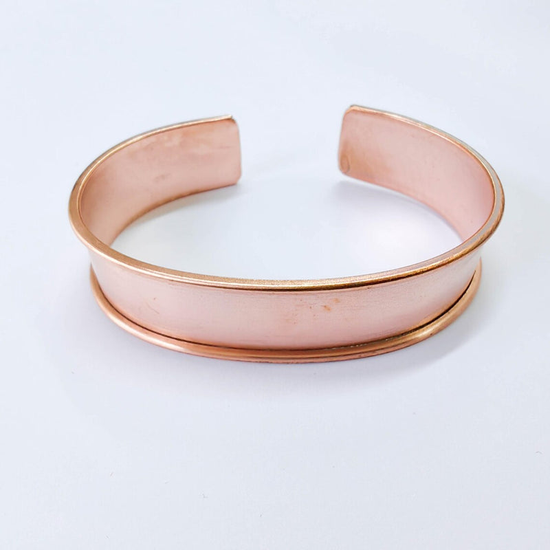 Raw Copper Cuff Bracelet, 15mm Wide Adjustable Bangle, Open Back Design, G37855