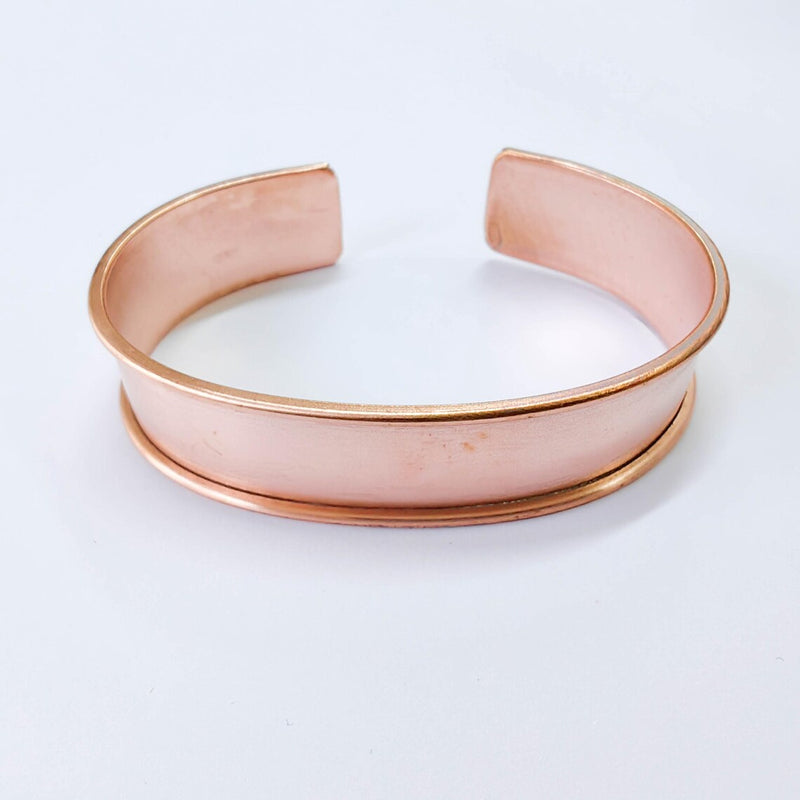 Raw Copper Cuff Bracelet, 15mm Wide Adjustable Bangle, Open Back Design, G37855