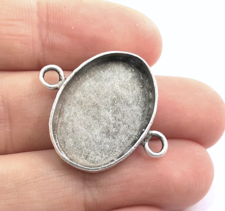 Silver Pendant Blank Bezel Base Setting Necklace Blank Mountings Antique Silver Plated Brass (24x17 mm blank) G7324