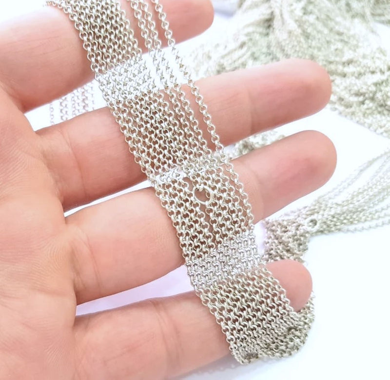 10mt Silver Rolo Chain Antique Silver Plated Chain  10 Meters - 33 feet (2 mm) G8028