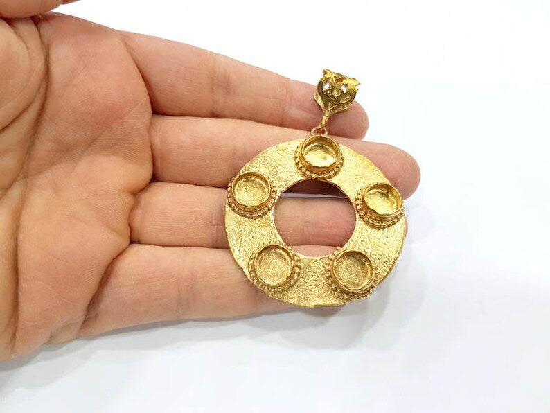 Raw Brass Pendant Blank Mosaic Base Blank inlay Blank Necklace Blank Resin Blank Mountings Cabochon Bezel Base  (10mm blank) G10148