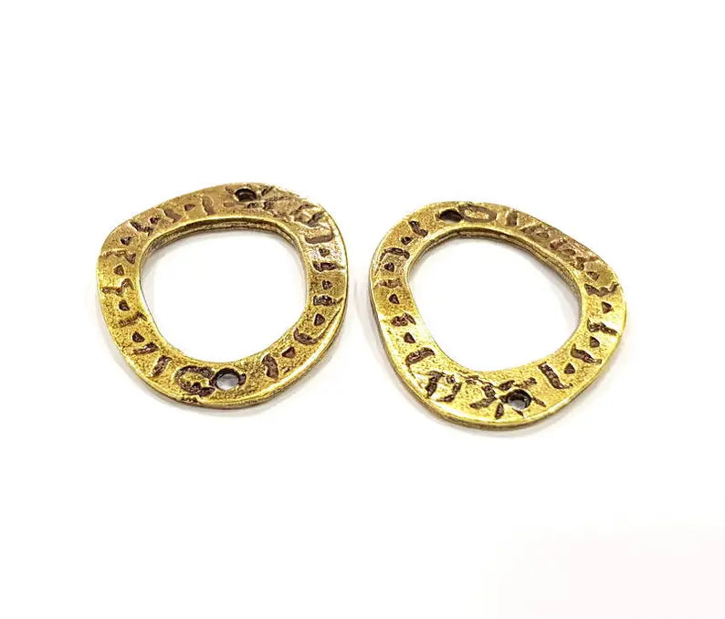 6 Antique Bronze Connector Charm Antique Bronze Plated Metal (27x23mm) G10932
