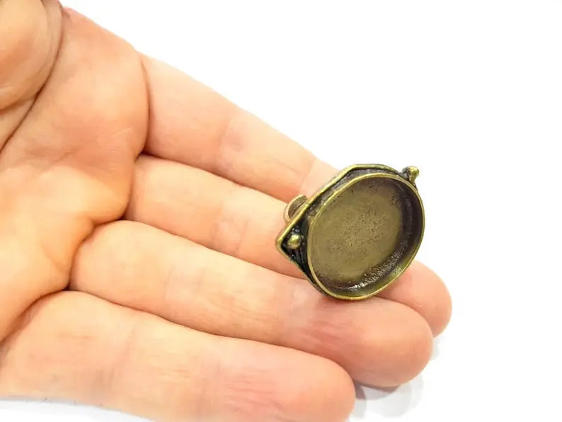 Antique Bronze Ring Blank Ring Setting inlay Blank Mosaic Bezel Base Cabochon Mountings (24mm Blank ) Antique Bronze Plated Brass G17862