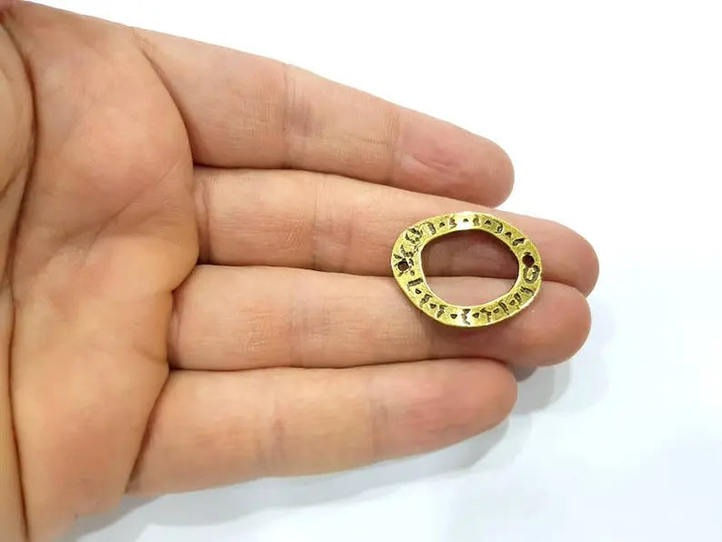 6 Antique Bronze Connector Charm Antique Bronze Plated Metal (27x23mm) G10932