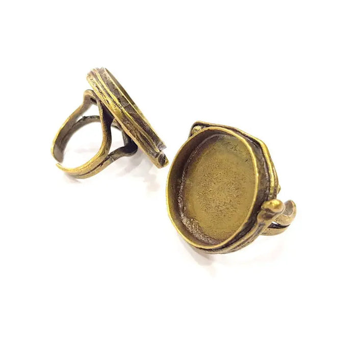 Antique Bronze Ring Blank Ring Setting inlay Blank Mosaic Bezel Base Cabochon Mountings (24mm Blank ) Antique Bronze Plated Brass G17862