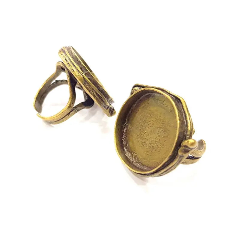 Antique Bronze Ring Blank Ring Setting inlay Blank Mosaic Bezel Base Cabochon Mountings (24mm Blank ) Antique Bronze Plated Brass G17862