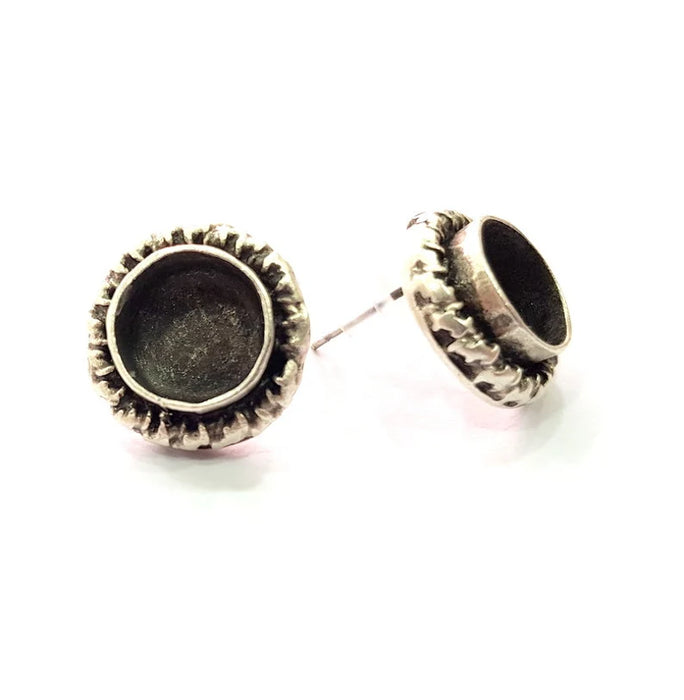 Earring Blank Base Settings Silver Resin Blank Cabochon Base inlay Blank Mountings Antique Silver Plated Brass (10mm blank) G34720