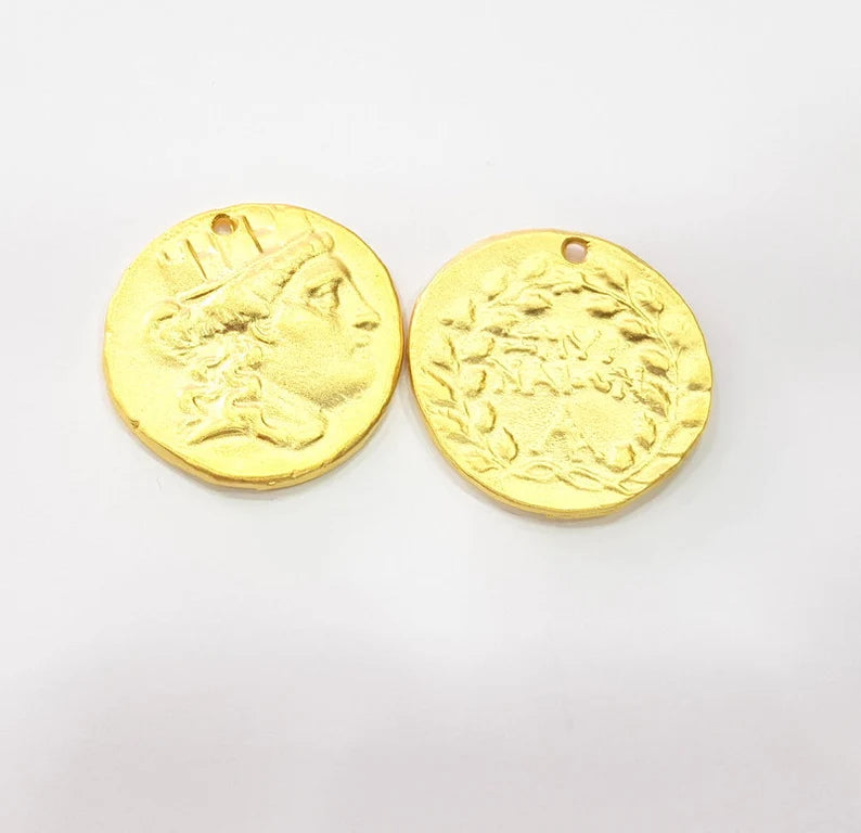 Gold Coin Charms Gold Charms Gold Plated Charms (28 mm) G17866