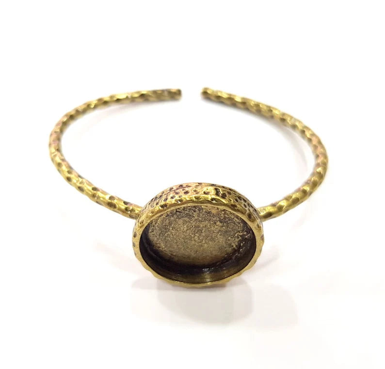 Bracelet Blank Cuff Bezel Resin Bangle inlay Blank Glass Cabochon Base Bezel Hammered Adjustable Antique Bronze Bracelet (20mm ) G15996