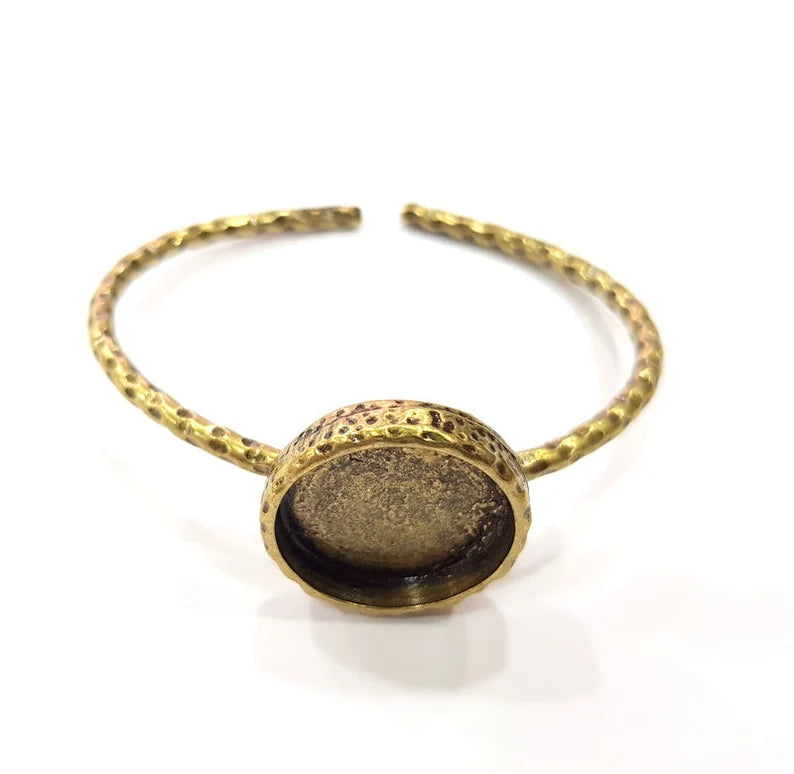 Bracelet Blank Cuff Bezel Resin Bangle inlay Blank Glass Cabochon Base Bezel Hammered Adjustable Antique Bronze Bracelet (20mm ) G15996