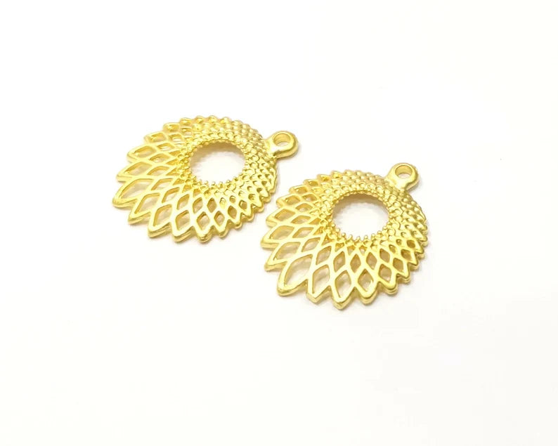 2 Gold Charms Gold Plated Charms (33x27mm) G17851