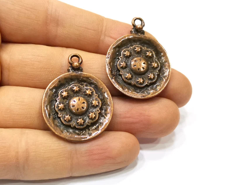2 Copper Charm Antique Copper Charm (36x28mm) G22194