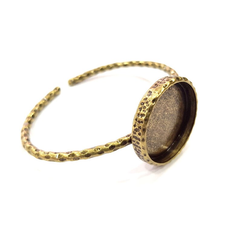 Bracelet Blank Cuff Bezel Resin Bangle inlay Blank Glass Cabochon Base Bezel Hammered Adjustable Antique Bronze Bracelet (25mm ) G15988