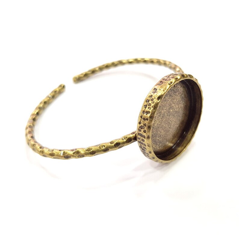 Bracelet Blank Cuff Bezel Resin Bangle inlay Blank Glass Cabochon Base Bezel Hammered Adjustable Antique Bronze Bracelet (25mm ) G15988