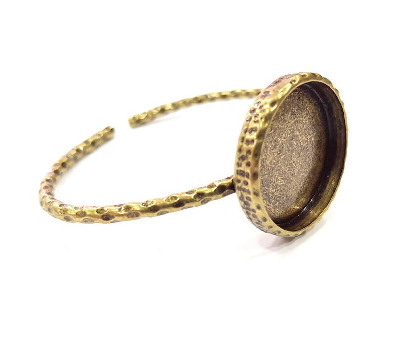 Bracelet Blank Cuff Bezel Resin Bangle inlay Blank Glass Cabochon Base Bezel Hammered Adjustable Antique Bronze Bracelet (25mm ) G15988