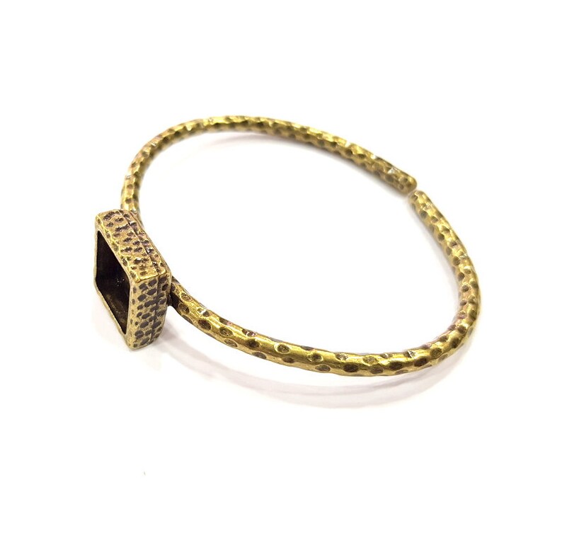 Bracelet Blank Cuff Bezel Resin Cuff inlay Blank Glass Cabochon Base Bezel Hammered Adjustable Antique Bronze Bracelet (10x10mm ) G15993