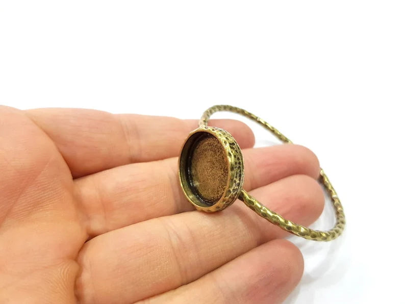 Bracelet Blank Cuff Bezel Resin Bangle inlay Blank Glass Cabochon Base Bezel Hammered Adjustable Antique Bronze Bracelet (20mm ) G15996