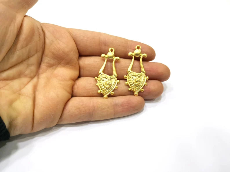 2 Gold Charms Gold Plated Charms (43x21mm) G17849