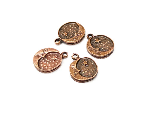 8 Moon Charm Antique Copper Plated Charms Double sided (17x13mm) G17032