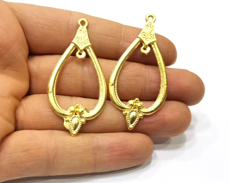 2 Gold Charms Gold Plated Charms (54x26mm) G17848