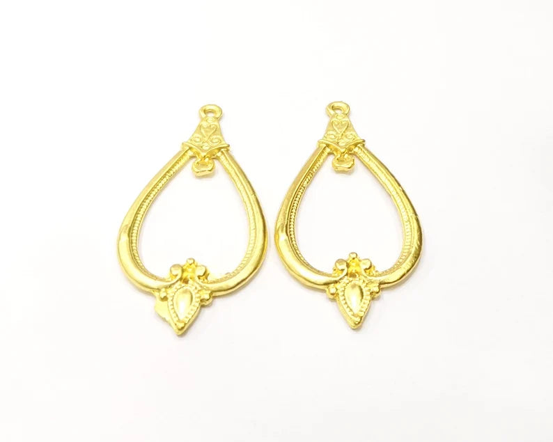 2 Gold Charms Gold Plated Charms (54x26mm) G17848