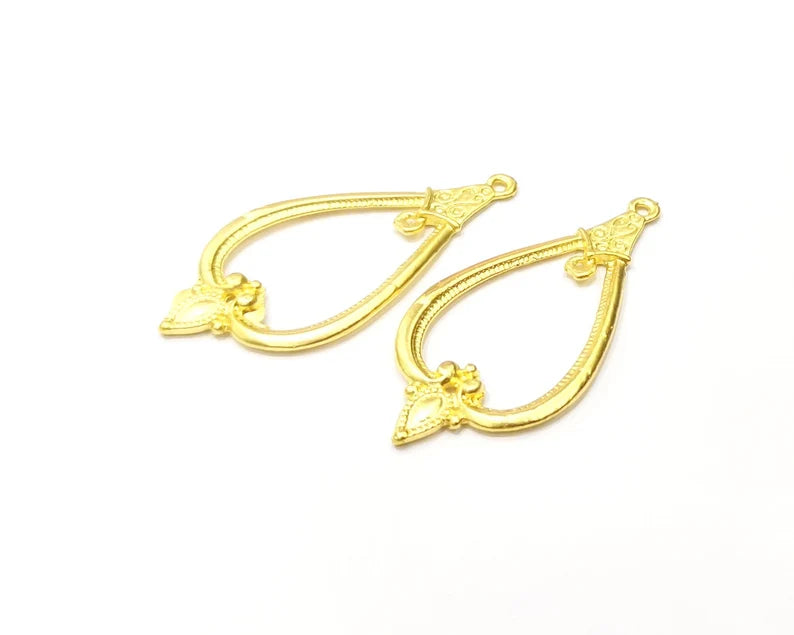 2 Gold Charms Gold Plated Charms (54x26mm) G17848