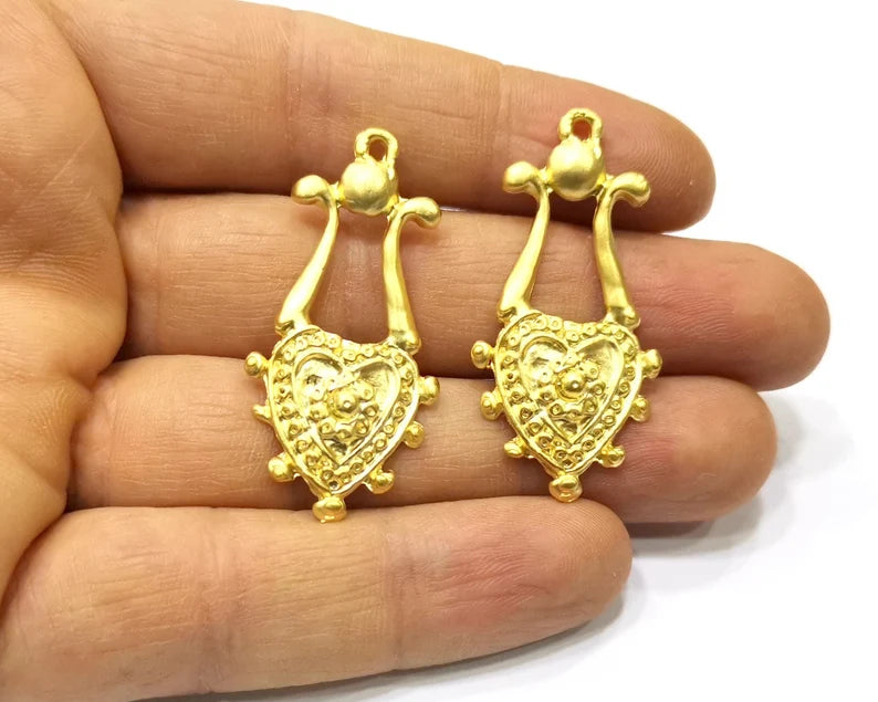 2 Gold Charms Gold Plated Charms (43x21mm) G17849