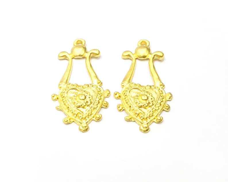2 Gold Charms Gold Plated Charms (43x21mm) G17849