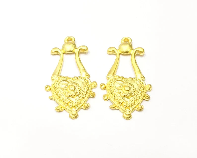 2 Gold Charms Gold Plated Charms (43x21mm) G17849
