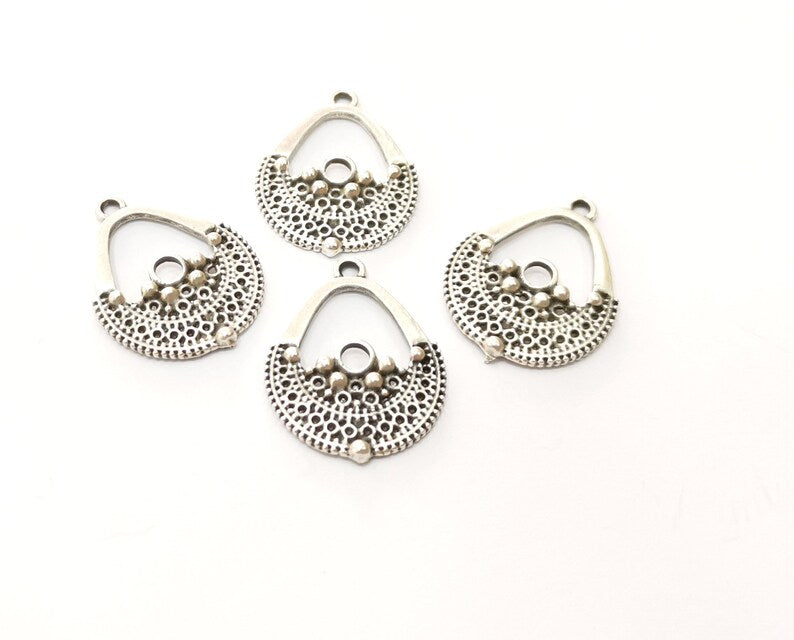 6 Silver Charms Antique Silver Plated Charms (27x20mm) G17829