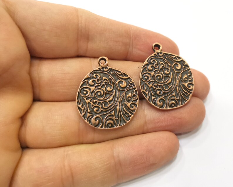 2 Copper Charms Antique Copper Plated Charms (30x25mm) G18502