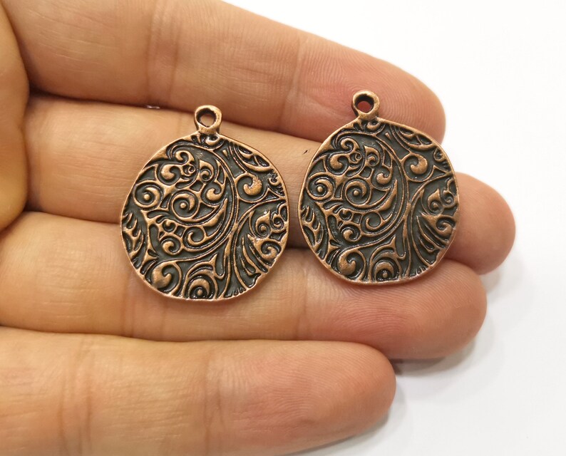 2 Copper Charms Antique Copper Plated Charms (30x25mm) G18502