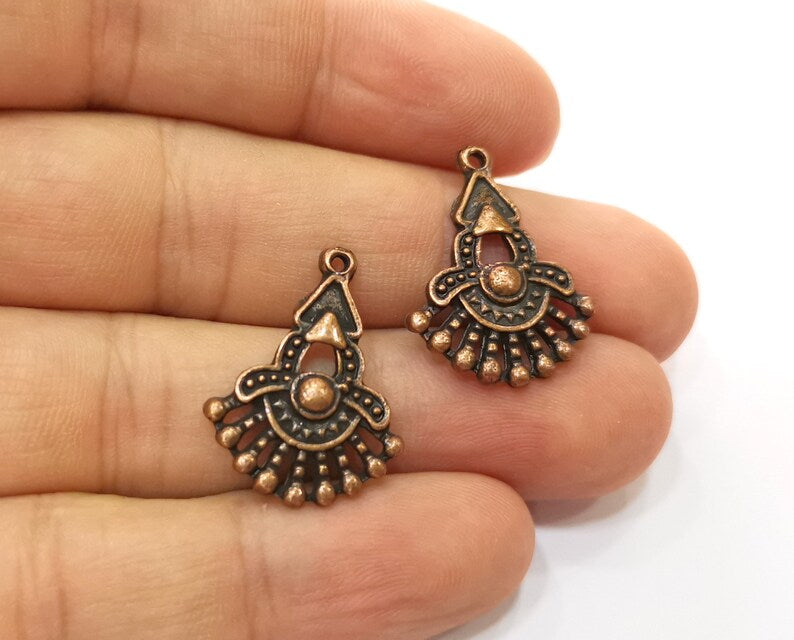 6 Copper Charms Antique Copper Plated Charms (25x18mm) G18727