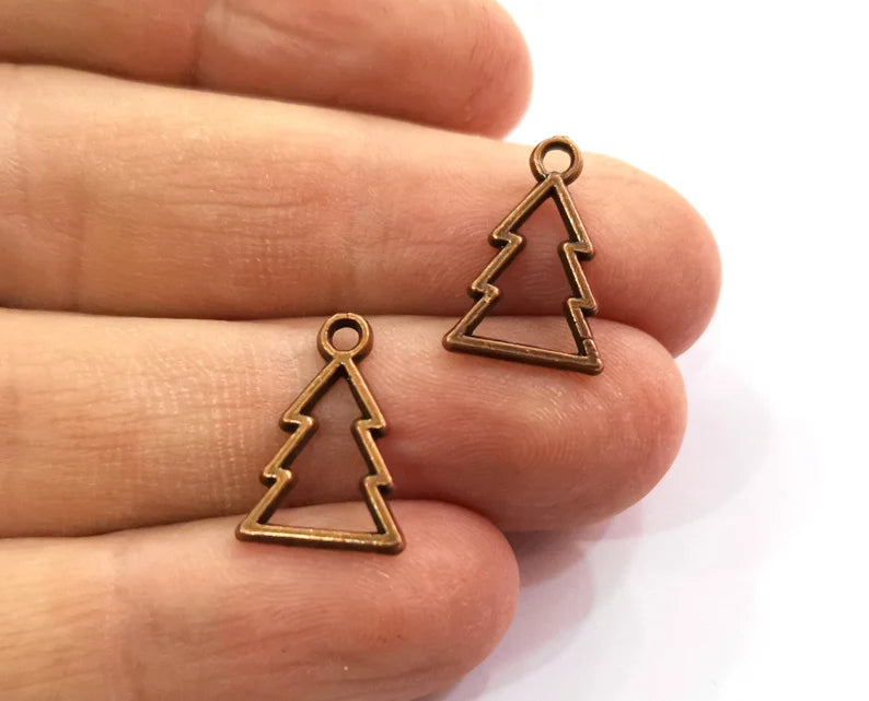 20 Pine Tree Charms Antique Copper Plated Charms (18x12mm) G19477