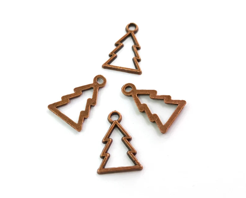20 Pine Tree Charms Antique Copper Plated Charms (18x12mm) G19477